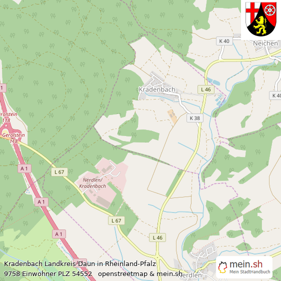 Kradenbach Kleines Dorf Lageplan