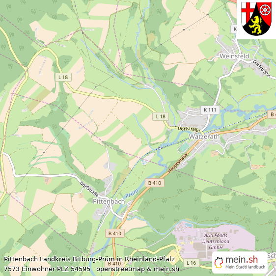 Pittenbach Landkreis Bitburg-Prüm Lageplan © Openstreetmap Contributors Pittenbach Kleines Dorf Lageplan
