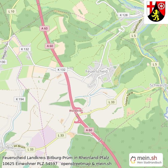 Feuerscheid Landkreis Bitburg-Prüm Lageplan © Openstreetmap Contributors Feuerscheid Kleines Dorf Lageplan