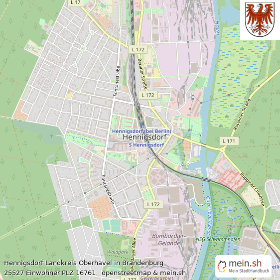 Hennigsdorf Landkreis Oberhavel Lageplan © Openstreetmap Contributors Hennigsdorf Kleine Mittelstadt Lageplan