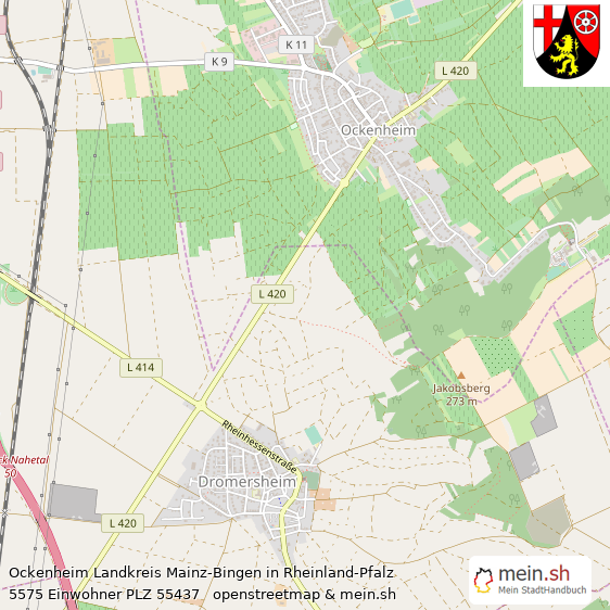 Ockenheim Landkreis Mainz-Bingen Lageplan © Openstreetmap Contributors Ockenheim Landstadt Lageplan