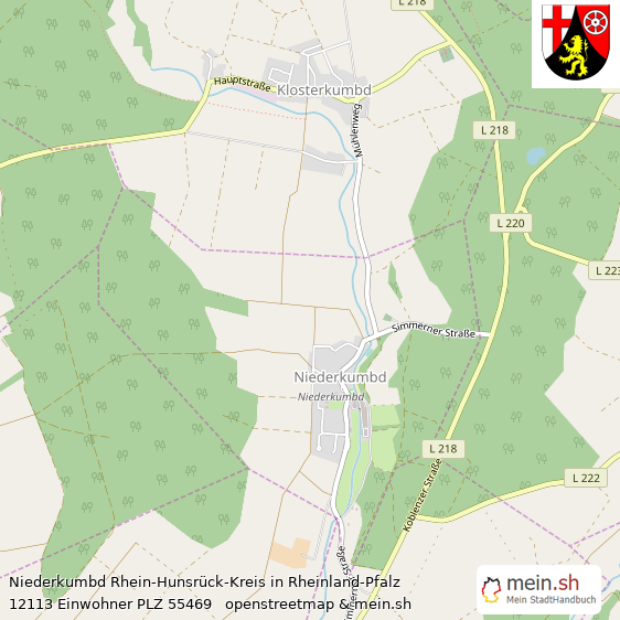 Niederkumbd Rhein-Hunsrück-Kreis Lageplan © Openstreetmap Contributors Niederkumbd Kleines Dorf Lageplan
