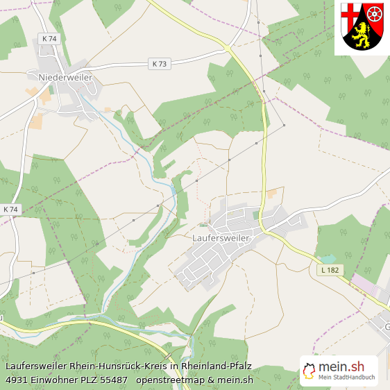 Laufersweiler Rhein-Hunsrück-Kreis Lageplan © Openstreetmap Contributors Laufersweiler Dorf Lageplan