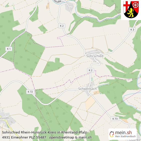 Sohrschied Rhein-Hunsrück-Kreis Lageplan © Openstreetmap Contributors Sohrschied Kleines Dorf Lageplan
