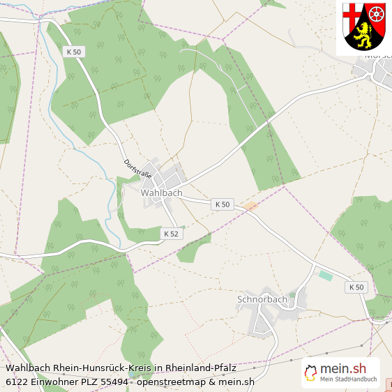 Wahlbach Rhein-Hunsrück-Kreis Lageplan © Openstreetmap Contributors Wahlbach Kleines Dorf Lageplan