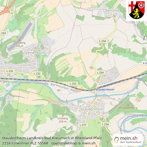 Staudernheim Landkreis Bad Kreuznach Lageplan © Openstreetmap Contributors Staudernheim Großes Dorf Lageplan