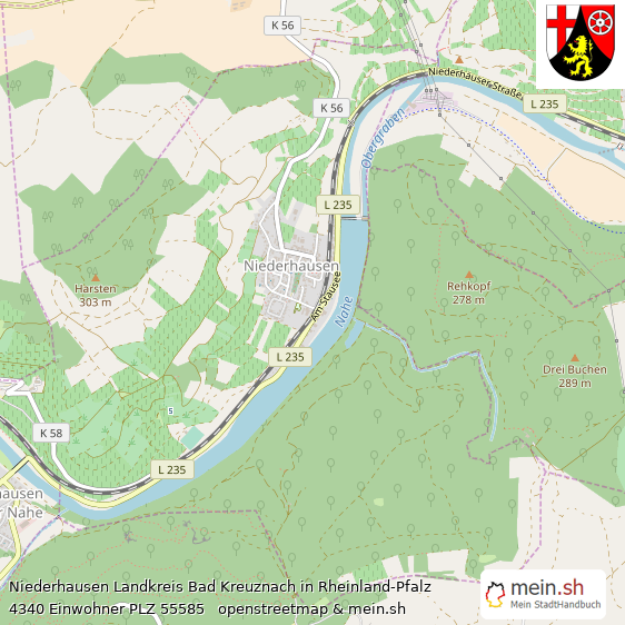 Niederhausen Landkreis Bad Kreuznach Lageplan © Openstreetmap Contributors Niederhausen Dorf Lageplan
