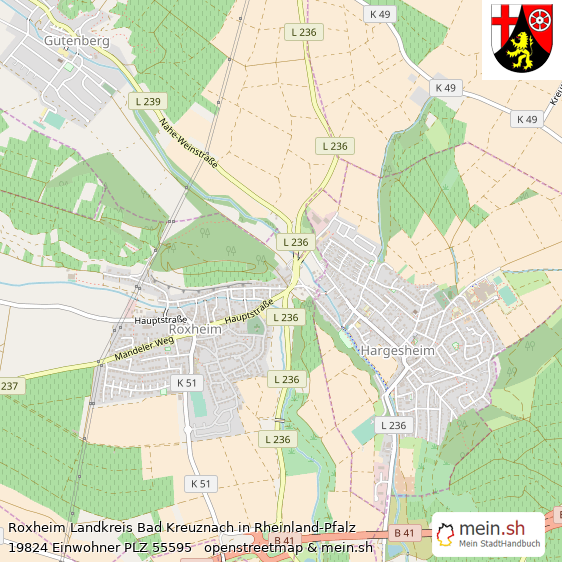 Roxheim Landkreis Bad Kreuznach Lageplan © Openstreetmap Contributors Roxheim Landstadt Lageplan