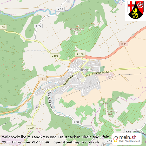 Waldb?ckelheim Landkreis Bad Kreuznach Lageplan © Openstreetmap Contributors Waldb?ckelheim Landstadt Lageplan