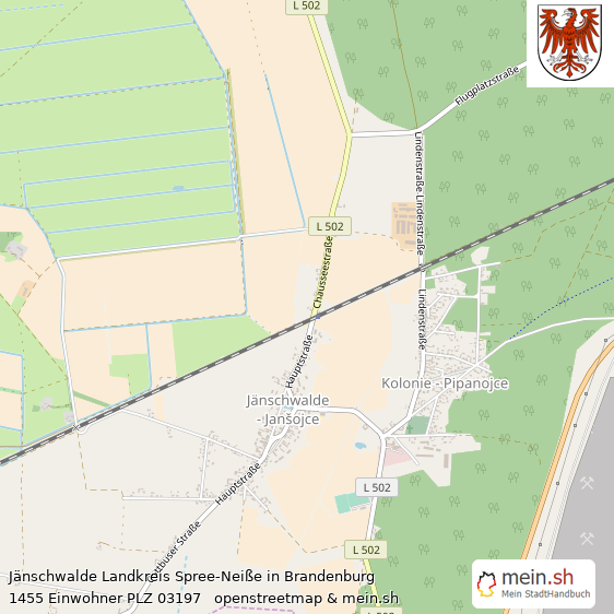Jänschwalde Landkreis Spree-Neiße Lageplan © Openstreetmap Contributors Jänschwalde Großes Dorf Lageplan