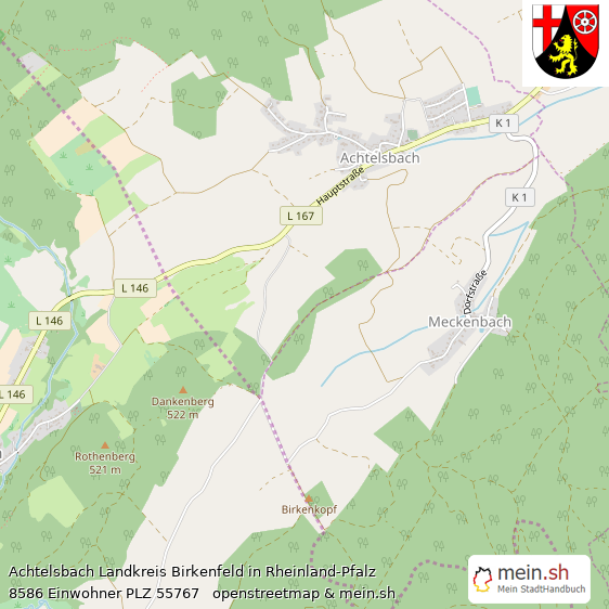 Achtelsbach Landkreis Birkenfeld Lageplan © Openstreetmap Contributors Achtelsbach Kleines Dorf Lageplan