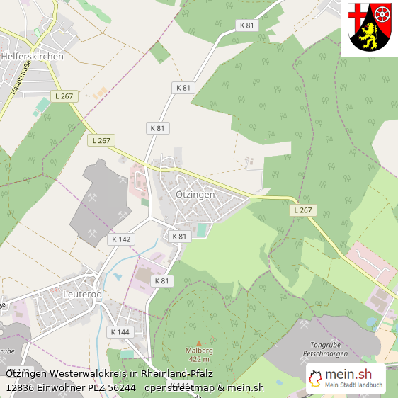 Ötzingen Westerwaldkreis Lageplan © Openstreetmap Contributors Ötzingen Großes Dorf Lageplan