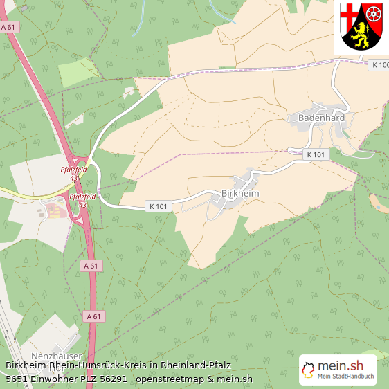 Birkheim Rhein-Hunsrück-Kreis Lageplan © Openstreetmap Contributors Birkheim Kleines Dorf Lageplan