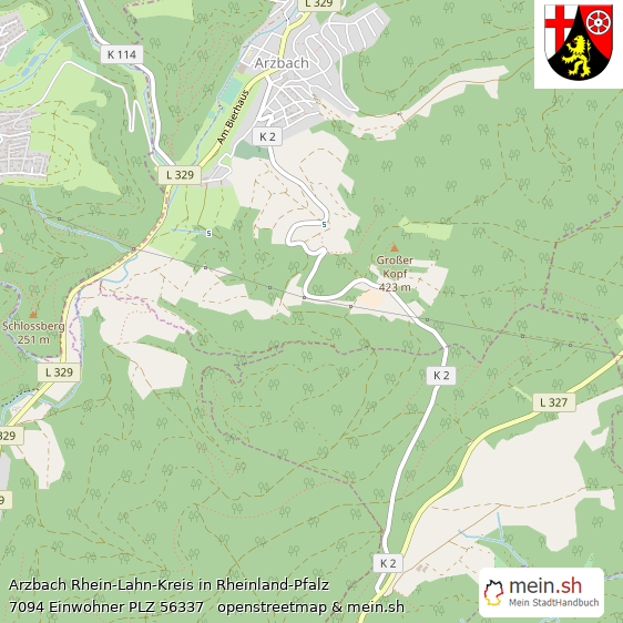 Arzbach Rhein-Lahn-Kreis Lageplan © Openstreetmap Contributors Arzbach Großes Dorf Lageplan