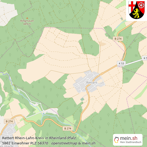Rettert Rhein-Lahn-Kreis Lageplan © Openstreetmap Contributors Rettert Kleines Dorf Lageplan