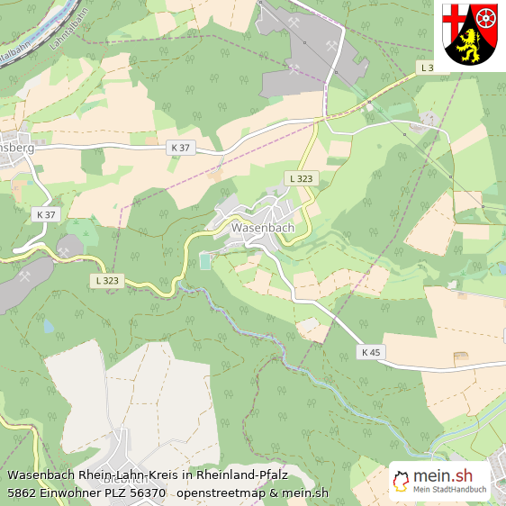 Wasenbach Rhein-Lahn-Kreis Lageplan © Openstreetmap Contributors Wasenbach Kleines Dorf Lageplan