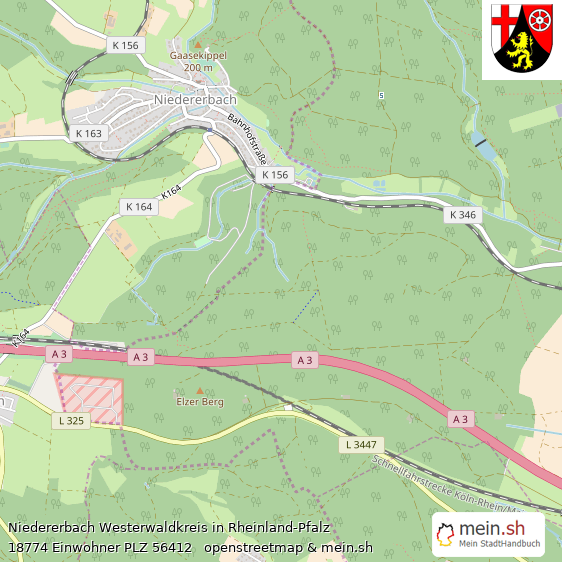 Niedererbach Westerwaldkreis Lageplan © Openstreetmap Contributors Niedererbach Großes Dorf Lageplan