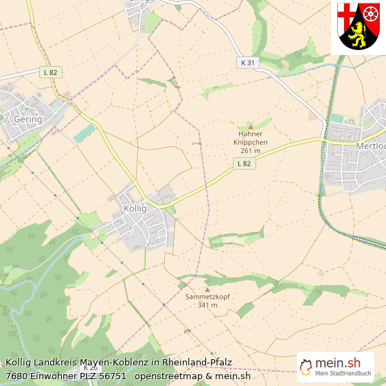 Kollig Landkreis Mayen-Koblenz Lageplan © Openstreetmap Contributors Kollig Dorf Lageplan