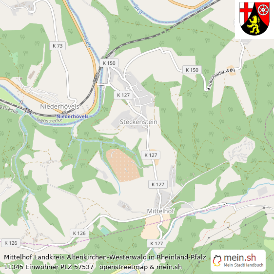 Mittelhof Landkreis Altenkirchen-Westerwald Lageplan © Openstreetmap Contributors Mittelhof Großes Dorf Lageplan