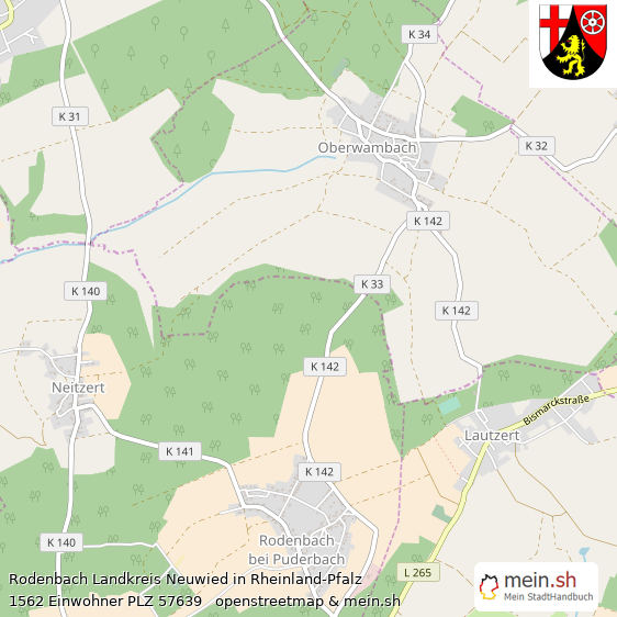 Rodenbach Landkreis Neuwied Lageplan © Openstreetmap Contributors Rodenbach Kleinstadt Lageplan