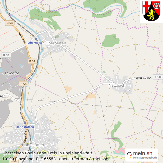 Oberneisen Rhein-Lahn-Kreis Lageplan © Openstreetmap Contributors Oberneisen Dorf Lageplan