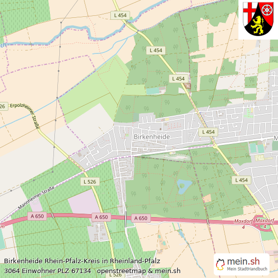 Birkenheide Rhein-Pfalz-Kreis Lageplan © Openstreetmap Contributors Birkenheide Landstadt Lageplan