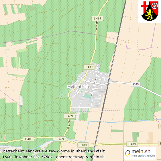 Mettenheim Landkreis Alzey-Worms Lageplan © Openstreetmap Contributors Mettenheim Großes Dorf Lageplan