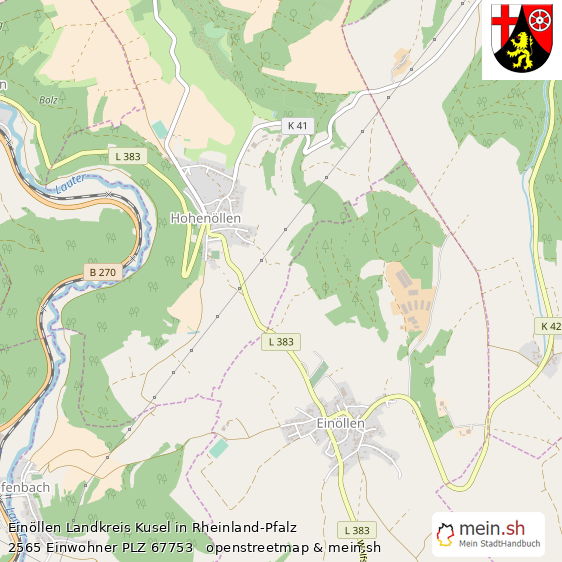 Ein?llen Landkreis Kusel Lageplan © Openstreetmap Contributors Ein?llen Kleines Dorf Lageplan
