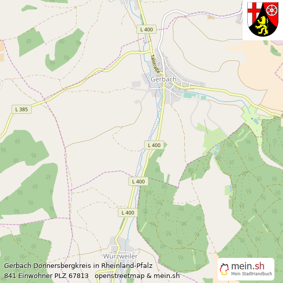 Gerbach Donnersbergkreis Lageplan © Openstreetmap Contributors Gerbach Dorf Lageplan