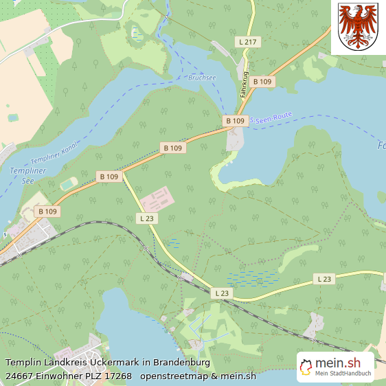 Templin Landkreis Uckermark Lageplan © Openstreetmap Contributors Templin Kleinstadt Lageplan