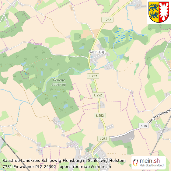 Saustrup Kleines Dorf Lageplan