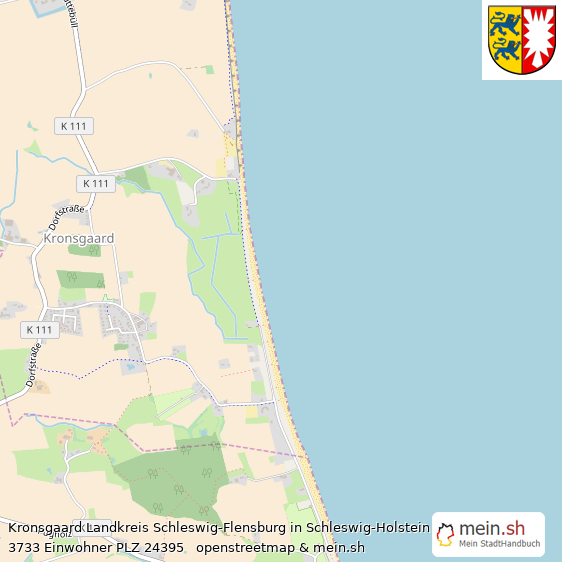 Kronsgaard Landkreis Schleswig-Flensburg Lageplan © Openstreetmap Contributors Kronsgaard Kleines Dorf Lageplan
