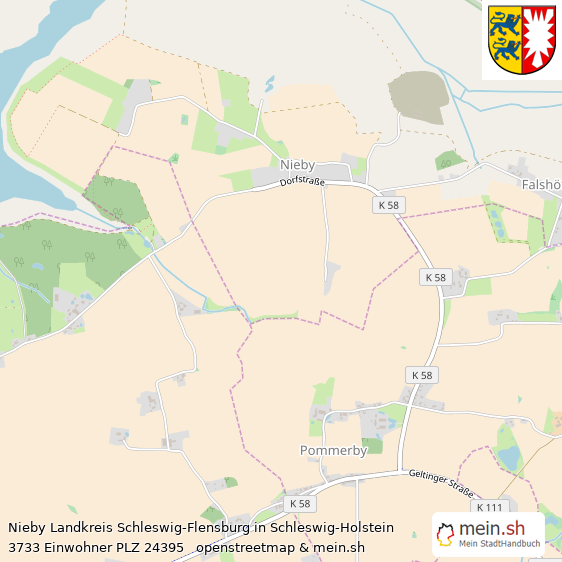 Nieby Landkreis Schleswig-Flensburg Lageplan © Openstreetmap Contributors Nieby Kleines Dorf Lageplan