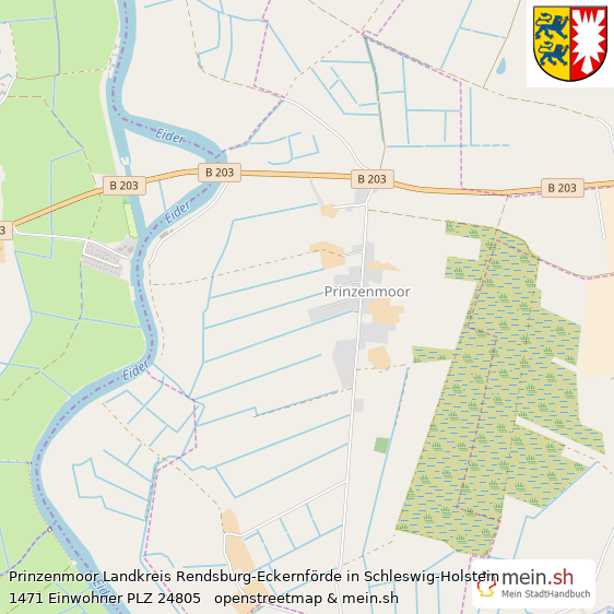 Prinzenmoor Landkreis Rendsburg-Eckernförde Lageplan © Openstreetmap Contributors Prinzenmoor Kleines Dorf Lageplan