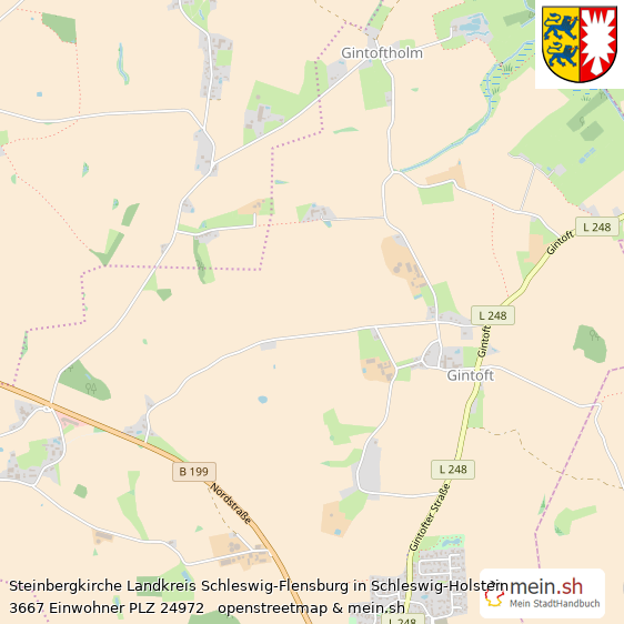 Steinbergkirche Landkreis Schleswig-Flensburg Lageplan © Openstreetmap Contributors Steinbergkirche Großes Dorf Lageplan