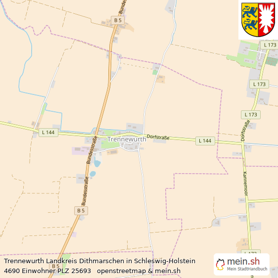 Trennewurth Landkreis Dithmarschen Lageplan © Openstreetmap Contributors Trennewurth Kleines Dorf Lageplan