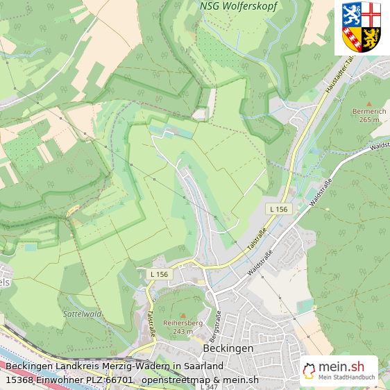 Beckingen Landkreis Merzig-Wadern Lageplan © Openstreetmap Contributors Beckingen Kleinstadt Lageplan