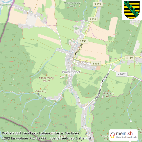 Waltersdorf Kleines Dorf Lageplan