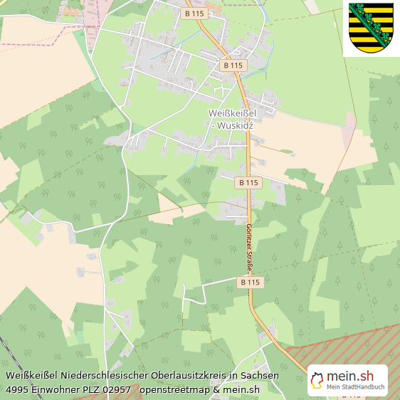 Weißkeißel Niederschlesischer Oberlausitzkreis Lageplan © Openstreetmap Contributors Weißkeißel Großes Dorf Lageplan