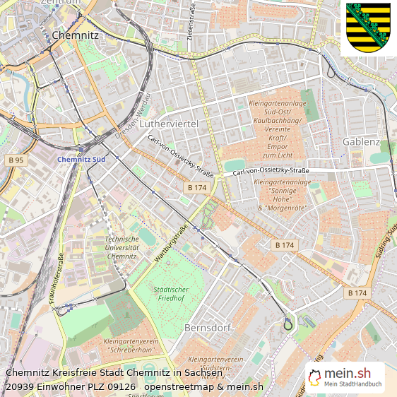 Chemnitz Kreisfreie Stadt Chemnitz Lageplan © Openstreetmap Contributors Chemnitz Kleine Großstadt Lageplan