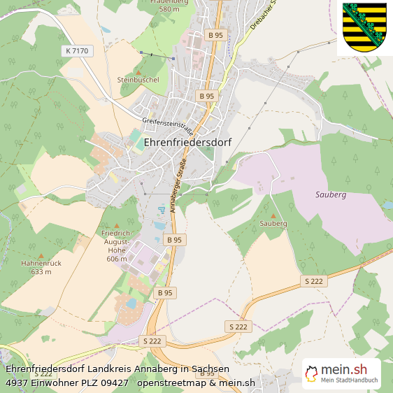 Ehrenfriedersdorf Landkreis Annaberg Lageplan © Openstreetmap Contributors Ehrenfriedersdorf Landstadt Lageplan