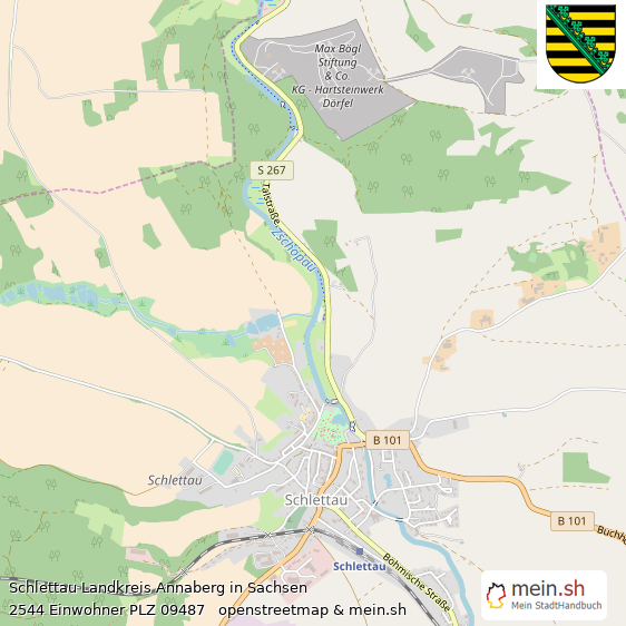 Schlettau Landkreis Annaberg Lageplan © Openstreetmap Contributors Schlettau Landstadt Lageplan