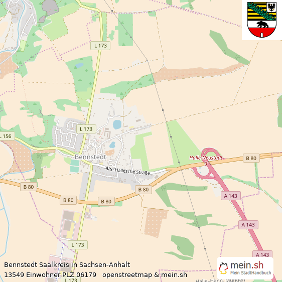 Bennstedt Saalkreis Lageplan © Openstreetmap Contributors Bennstedt Lageplan