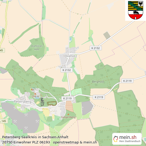 Petersberg Saalkreis Lageplan © Openstreetmap Contributors Petersberg Kleinstadt Lageplan