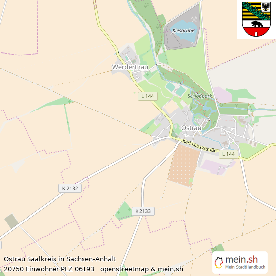 Ostrau Saalkreis Lageplan © Openstreetmap Contributors Ostrau Landstadt Lageplan