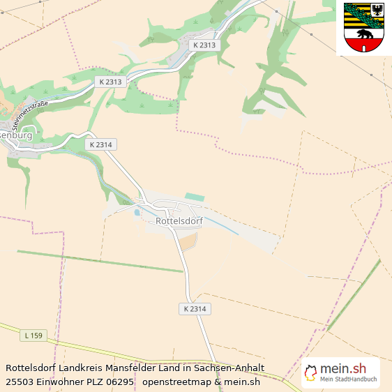 Rottelsdorf Landkreis Mansfelder Land Lageplan © Openstreetmap Contributors Rottelsdorf Lageplan