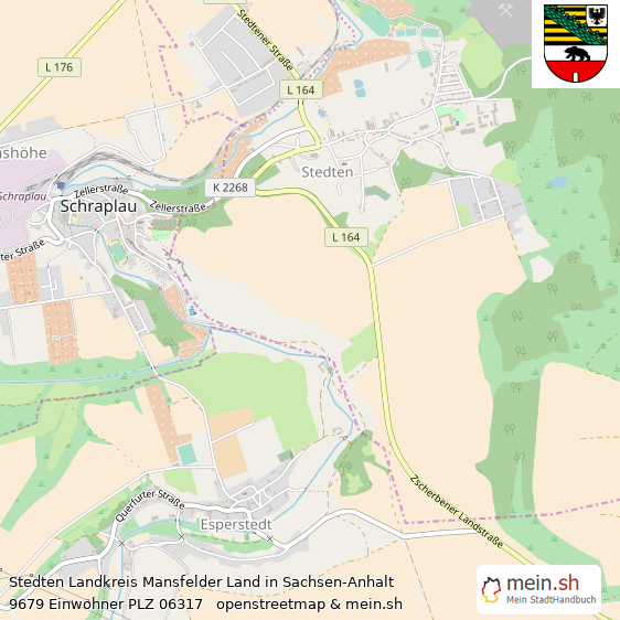 Stedten Landkreis Mansfelder Land Lageplan © Openstreetmap Contributors Stedten Lageplan