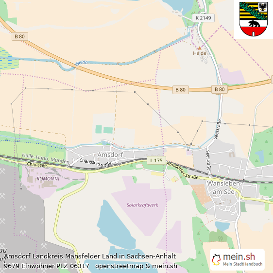 Amsdorf Landkreis Mansfelder Land Lageplan © Openstreetmap Contributors Amsdorf Lageplan