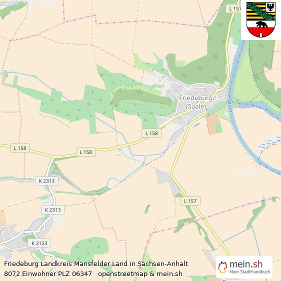 Friedeburg Landkreis Mansfelder Land Lageplan © Openstreetmap Contributors Friedeburg Kleinstadt Lageplan