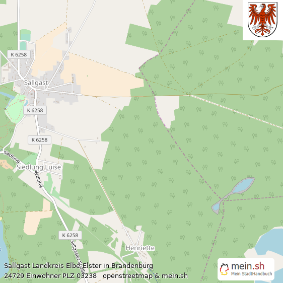 Sallgast Landkreis Elbe-Elster Lageplan © Openstreetmap Contributors Sallgast Großes Dorf Lageplan